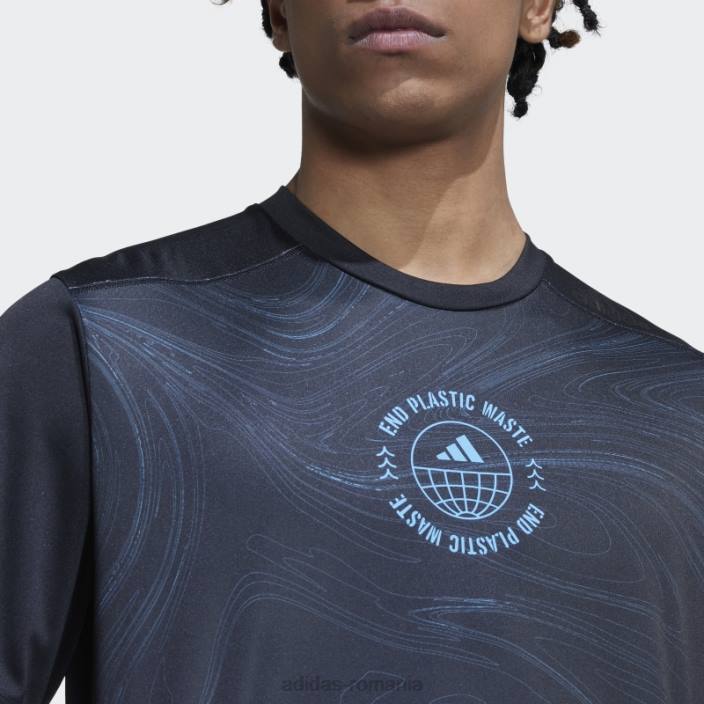Adidas tricou negru conceput pentru alergarea pentru oceane bărbați negru/albastru 2JBN14641