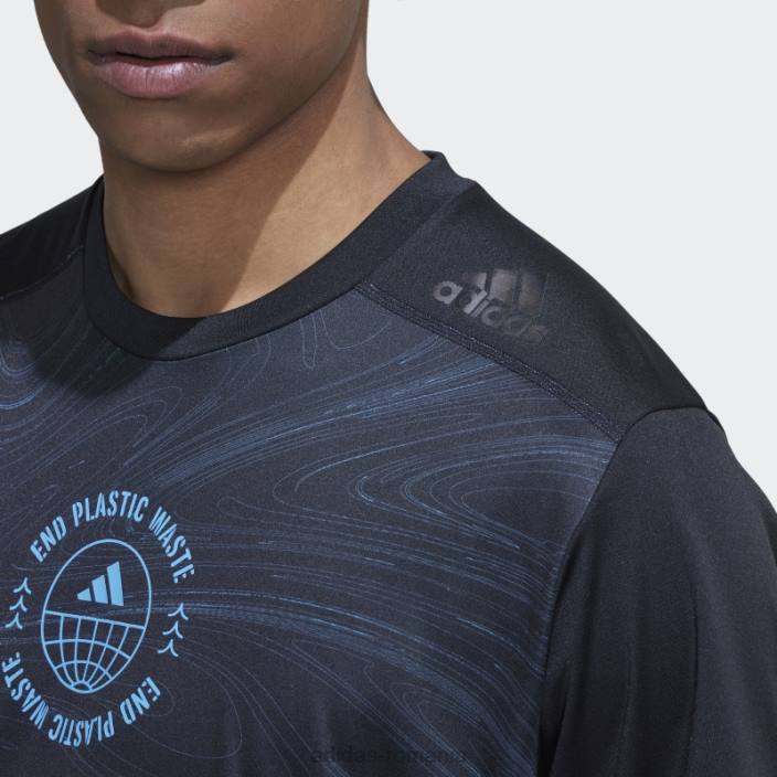 Adidas tricou negru conceput pentru alergarea pentru oceane bărbați negru/albastru 2JBN14641