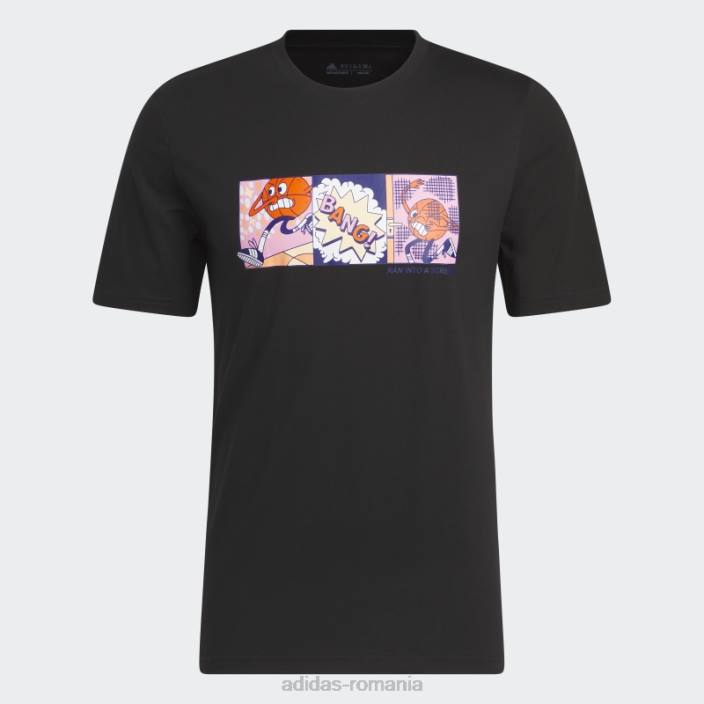 Adidas Tricou grafic de baschet lil\' stripe negru bărbați negru 2JBN5029