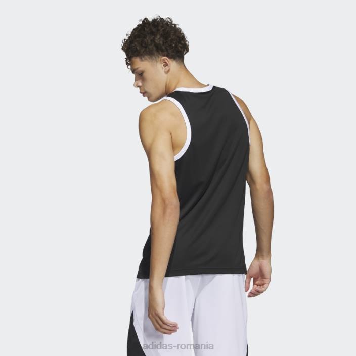 Adidas baschet maiou cu 3 dungi negru fierbinte bărbați alb negru 2JBN5292
