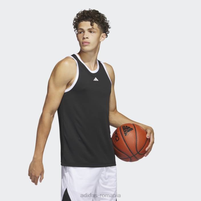 Adidas baschet maiou cu 3 dungi negru fierbinte bărbați alb negru 2JBN5292