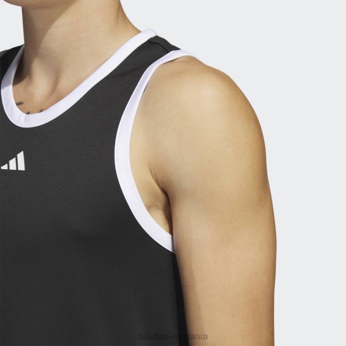 Adidas baschet maiou cu 3 dungi negru fierbinte bărbați alb negru 2JBN5292