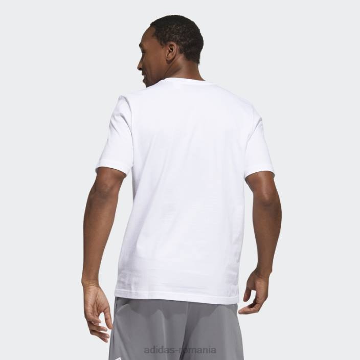 Adidas insigna albă botg de tricou grafic sport bărbați alb/albastru alterat/verde 2JBN6557