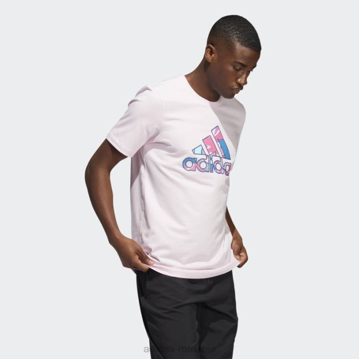 Adidas insigna botg de tricou grafic sport roz adidas bărbați roz 2JBN4926