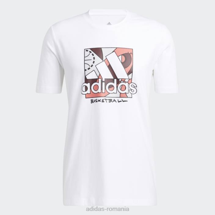 Adidas insigna universală albă a tricouului sport adidas bărbați alb 2JBN5571