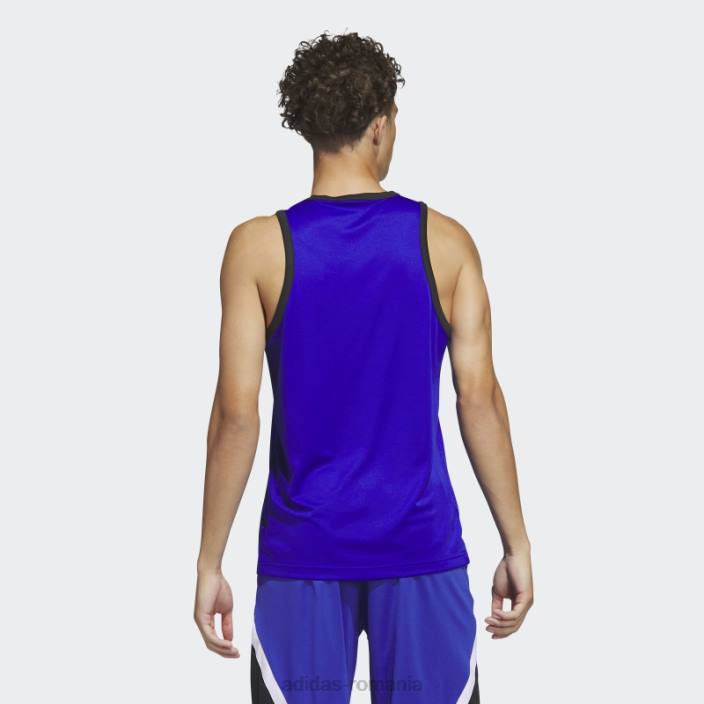 Adidas maiou cu 3 dungi baschet albastru fierbinte bărbați albastru/negru 2JBN5394