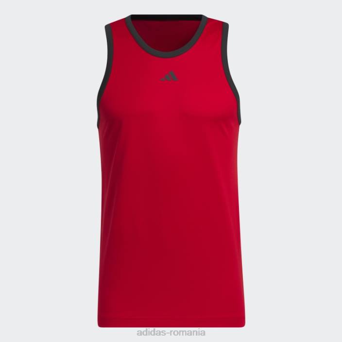 Adidas maiou de baschet de modă stacojiu cu 3 dungi bărbați stacojiu/negru 2JBN5337