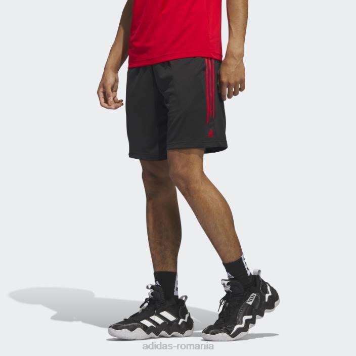 Adidas pantaloni scurți de baschet legends cu 3 dungi negru adidas bărbați negru/stacojiu 2JBN5586