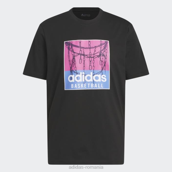 Adidas tricou grafic pentru baschet cu lanț negru bărbați negru 2JBN5473