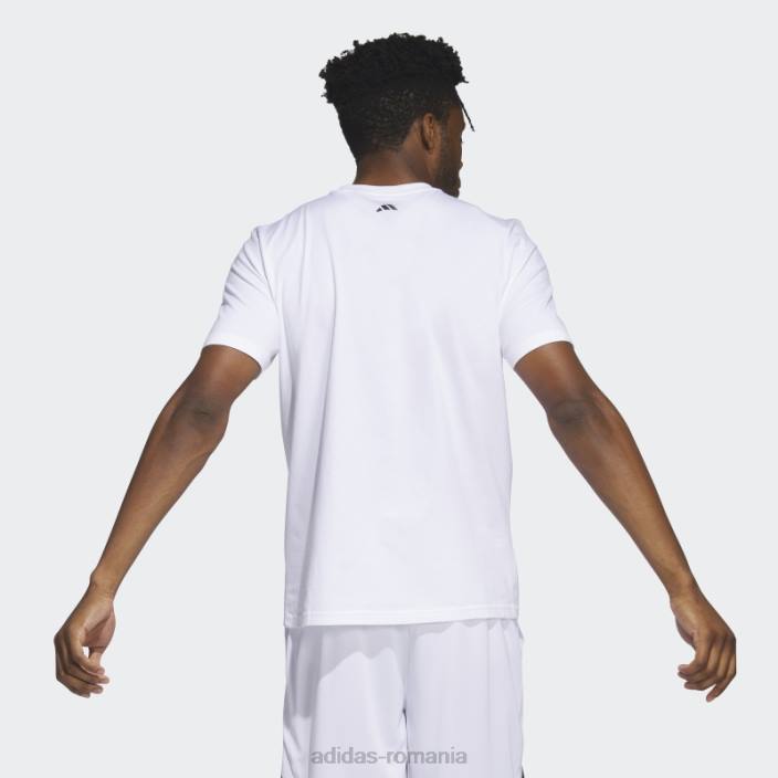 Adidas tricou grafic pentru baschet cu plasă albă adidas bărbați alb 2JBN5235