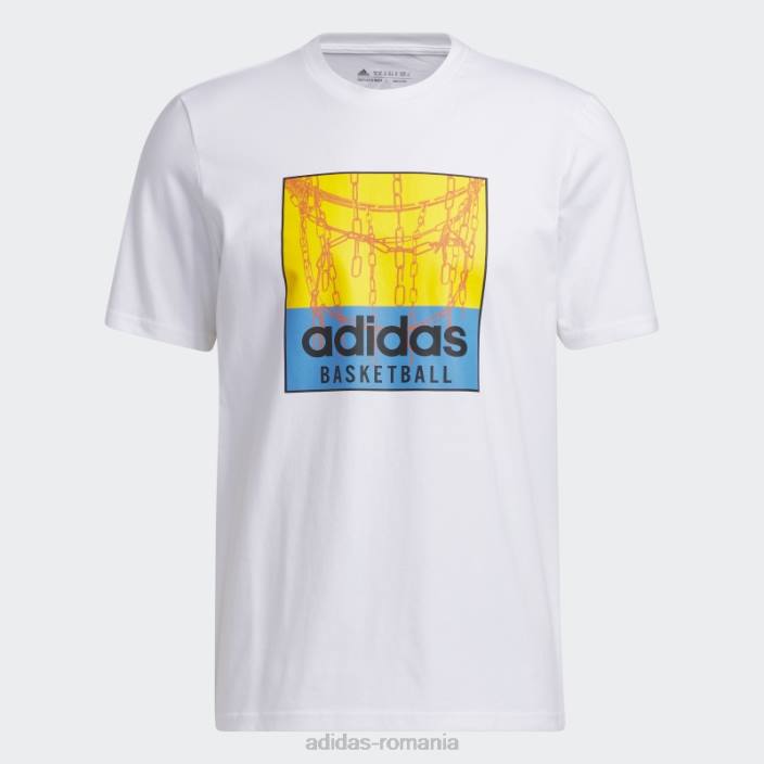 Adidas tricou grafic pentru baschet cu plasă albă adidas bărbați alb 2JBN5235