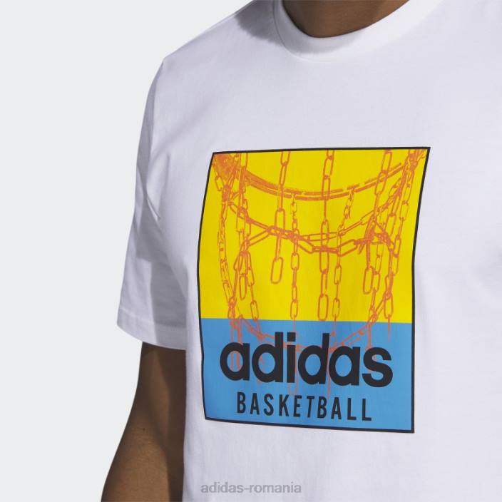 Adidas tricou grafic pentru baschet cu plasă albă adidas bărbați alb 2JBN5235