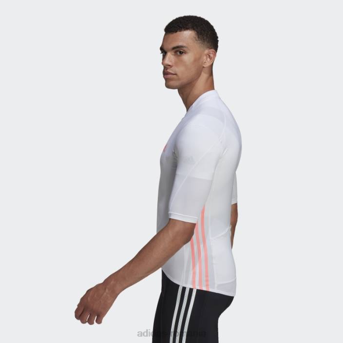 Adidas tricoul de ciclism cu mânecă scurtă alb bărbați alb/roșu acid 2JBN1328