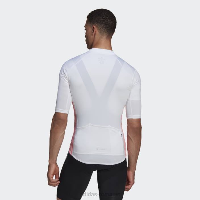 Adidas tricoul de ciclism cu mânecă scurtă alb bărbați alb/roșu acid 2JBN1328