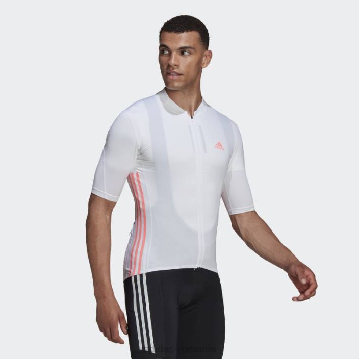 Adidas tricoul de ciclism cu mânecă scurtă alb bărbați alb/roșu acid 2JBN1328