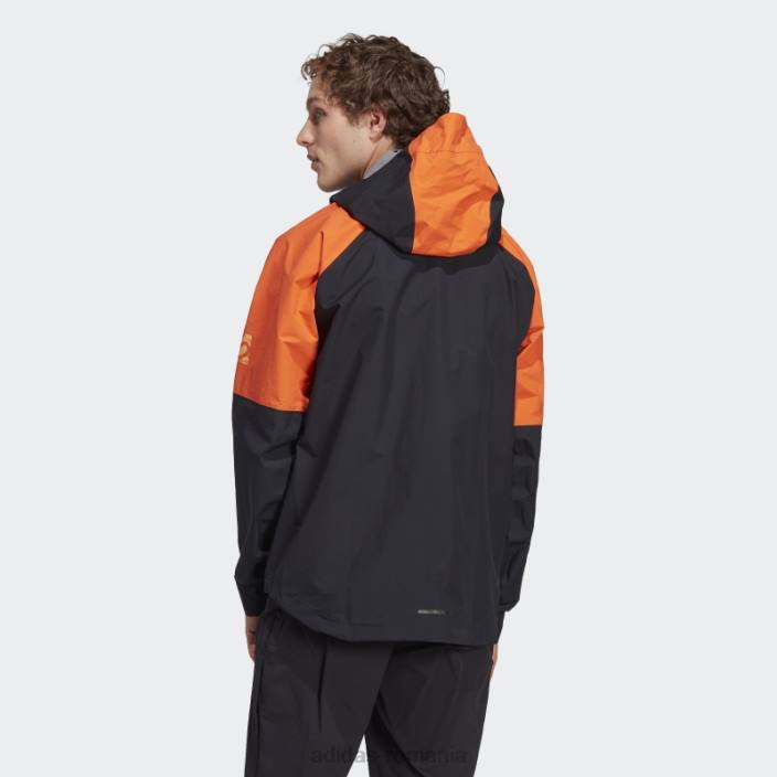 Adidas cinci zece jachetă de ploaie all-mountain neagră bărbați negru/portocaliu 2JBN5738
