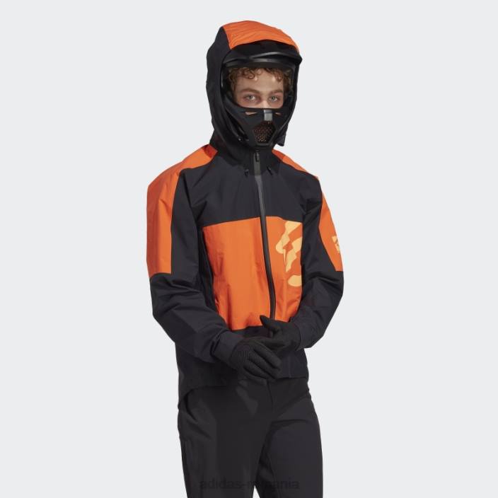 Adidas cinci zece jachetă de ploaie all-mountain neagră bărbați negru/portocaliu 2JBN5738