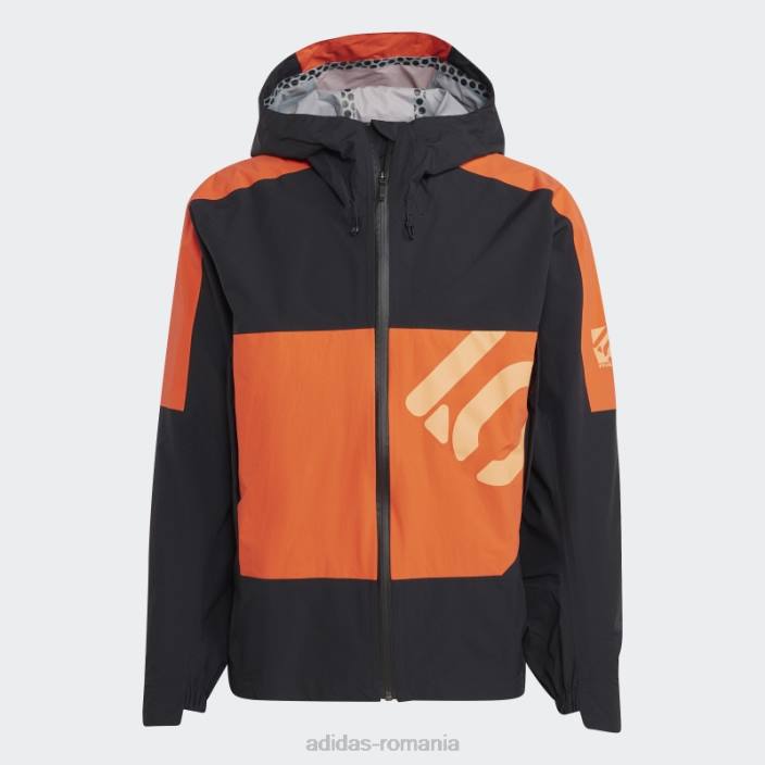 Adidas cinci zece jachetă de ploaie all-mountain neagră bărbați negru/portocaliu 2JBN5738