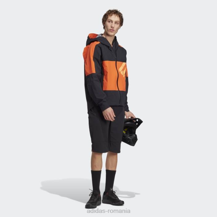 Adidas cinci zece jachetă de ploaie all-mountain neagră bărbați negru/portocaliu 2JBN5738