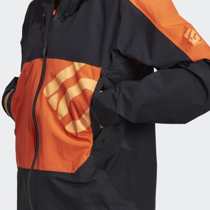 Adidas cinci zece jachetă de ploaie all-mountain neagră bărbați negru/portocaliu 2JBN5738