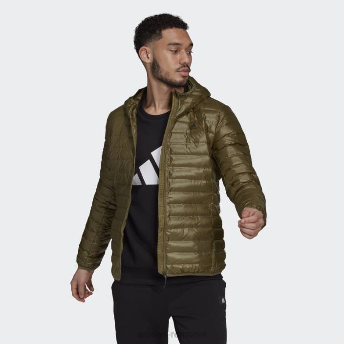 Adidas jachetă de puf cu glugă olive varilite bărbați măsline 2JBN13847