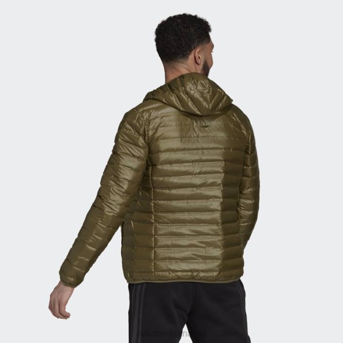 Adidas jachetă de puf cu glugă olive varilite bărbați măsline 2JBN13847