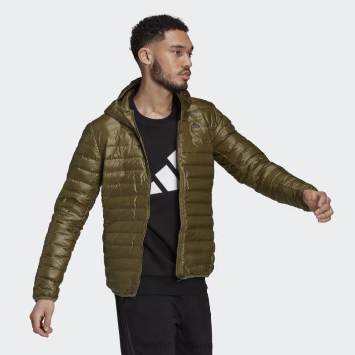 Adidas jachetă de puf cu glugă olive varilite bărbați măsline 2JBN13847