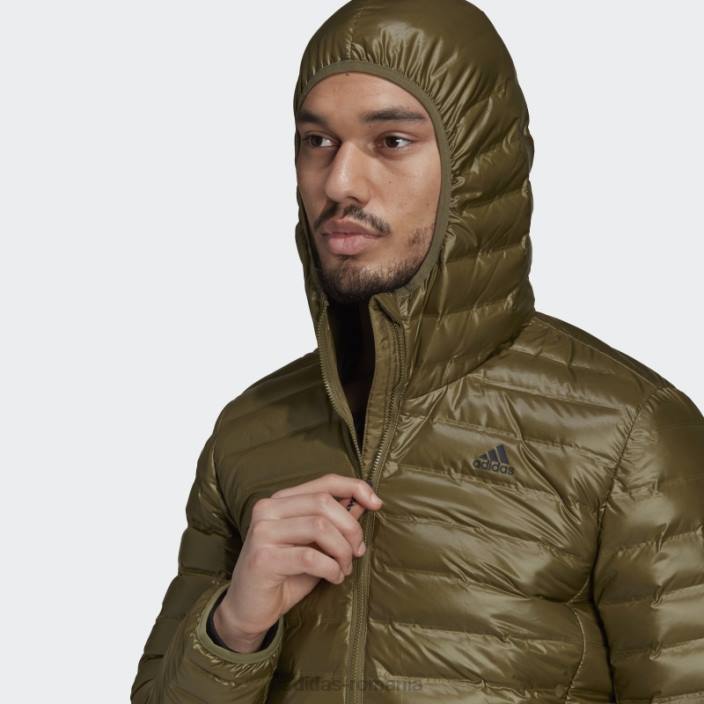 Adidas jachetă de puf cu glugă olive varilite bărbați măsline 2JBN13847