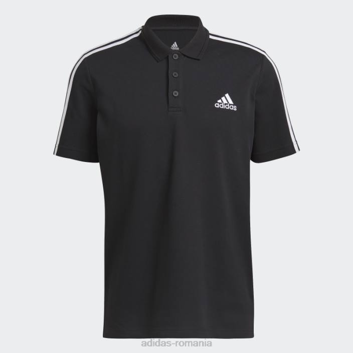 Adidas Aeroready essentials piqué brodat logo mic cu 3 dungi tricou polo negru bărbați alb negru 2JBN1232
