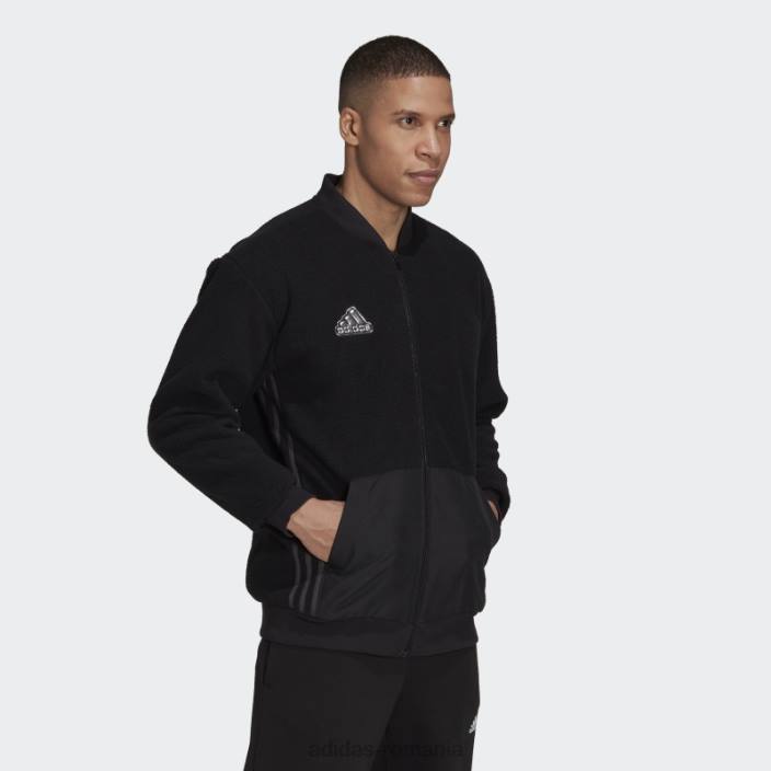 Adidas Esențial pachet de vacanță jachetă bomber sherpa neagră bărbați negru/carbon 2JBN5492