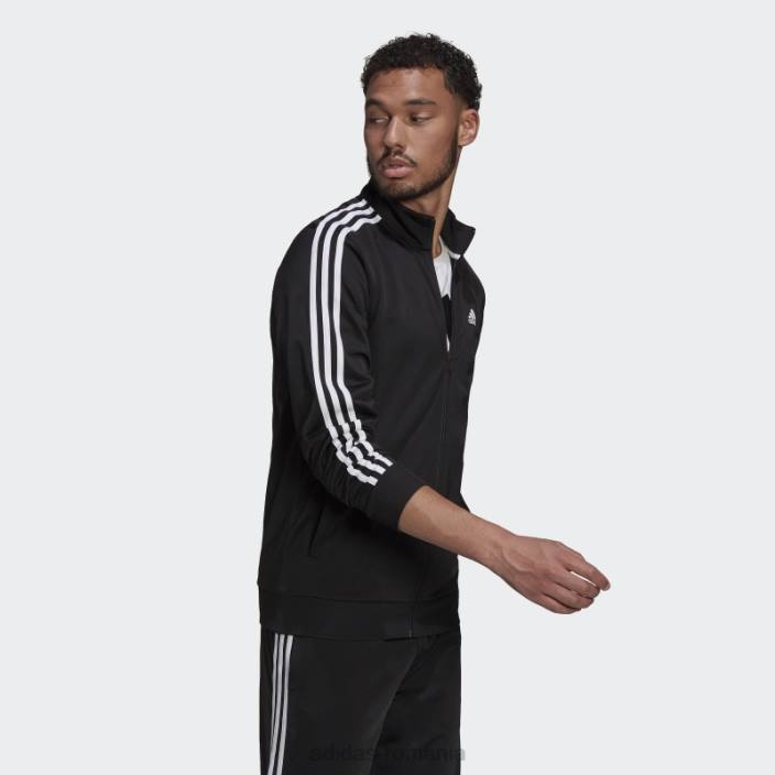Adidas Esențial pentru încălzire, bluză neagră cu 3 dungi bărbați alb negru 2JBN13310