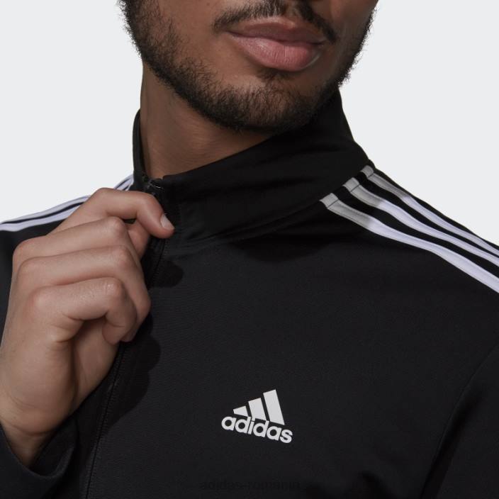 Adidas Esențial pentru încălzire, bluză neagră cu 3 dungi bărbați alb negru 2JBN13310