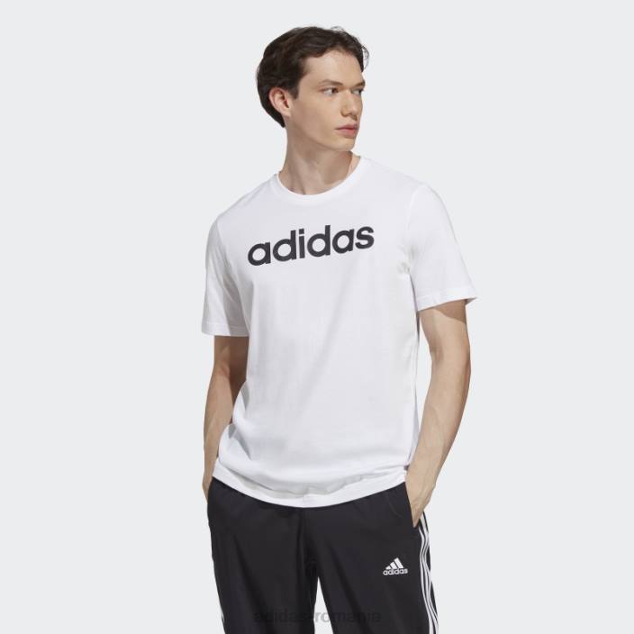 Adidas Essentials tricou cu logo brodat liniar din tricou alb adidas bărbați alb negru 2JBN13362