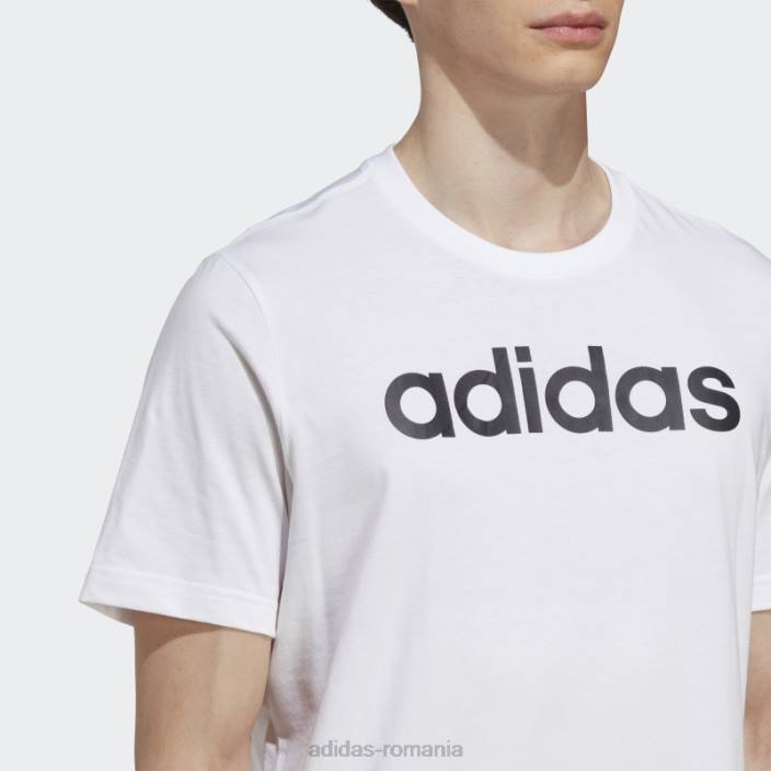 Adidas Essentials tricou cu logo brodat liniar din tricou alb adidas bărbați alb negru 2JBN13362