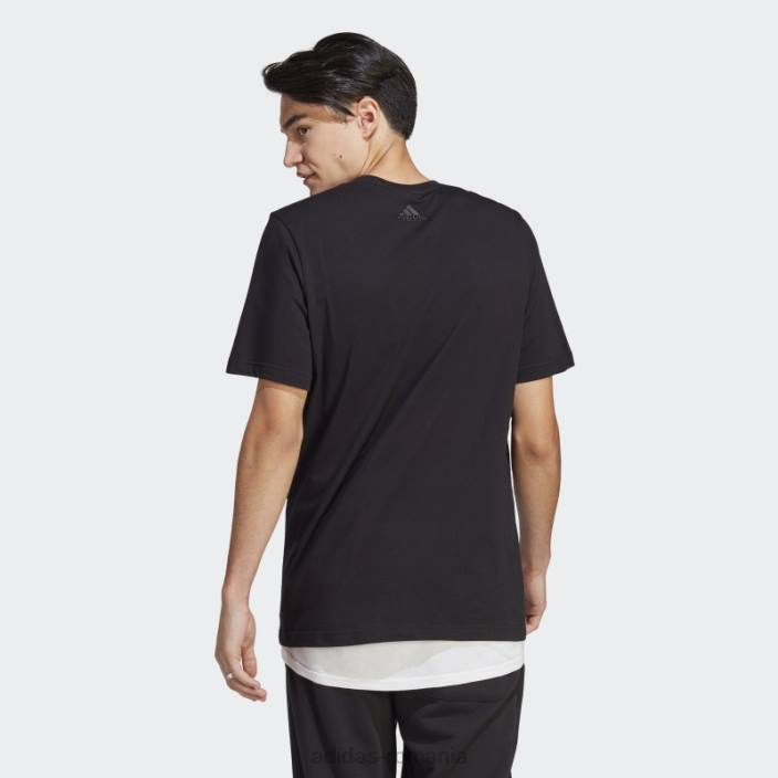 Adidas Essentials tricou cu logo brodat liniar din tricou, negru, adidas bărbați negru 2JBN13314