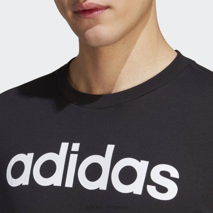 Adidas Essentials tricou cu logo brodat liniar din tricou, negru, adidas bărbați negru 2JBN13314