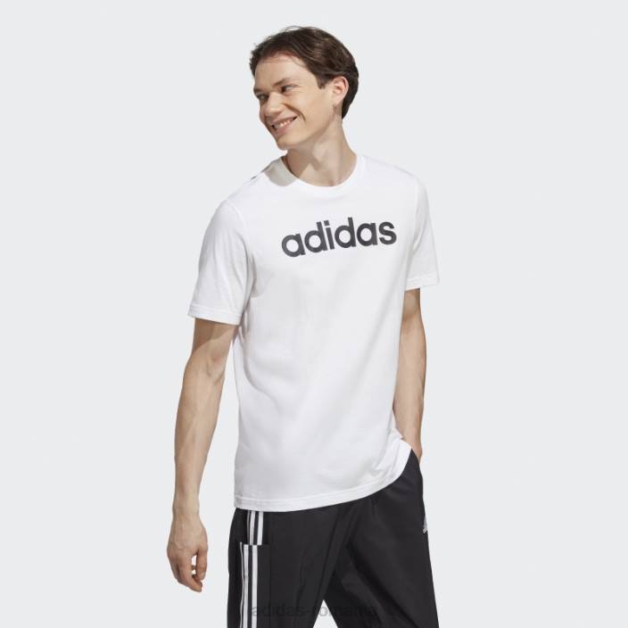 Adidas Essentials tricou cu logo liniar brodat din tricou alb adidas bărbați alb negru 2JBN3630