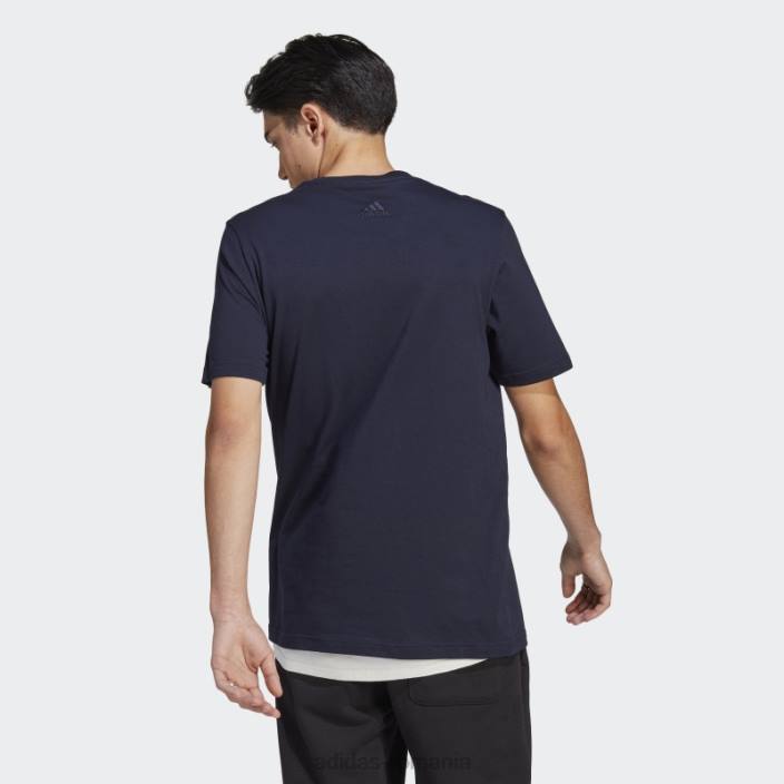 Adidas Essentials tricou cu logo liniar brodat tricou cu cerneală bărbați cerneală/alb 2JBN787