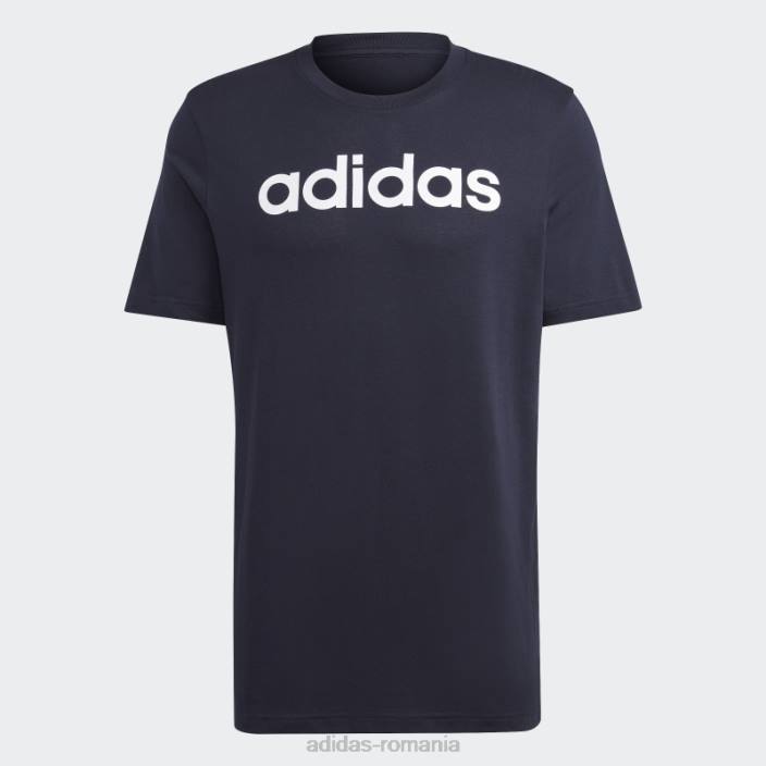 Adidas Essentials tricou cu logo liniar brodat tricou cu cerneală bărbați cerneală/alb 2JBN787