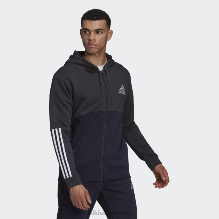 Adidas Hanorac cu fermoar complet din lână carbon essentials colorblock bărbați carbon/cerneală 2JBN15316