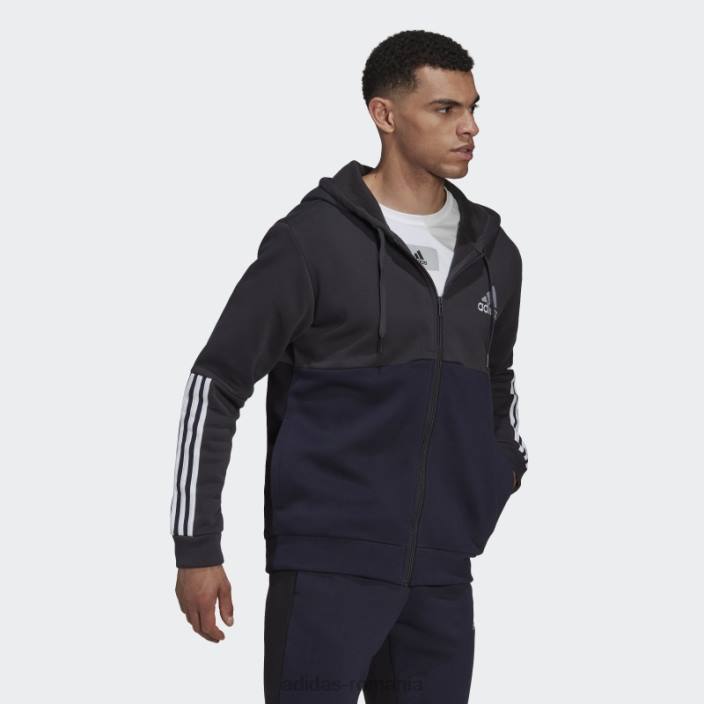 Adidas Hanorac cu fermoar complet din lână carbon essentials colorblock bărbați carbon/cerneală 2JBN15316