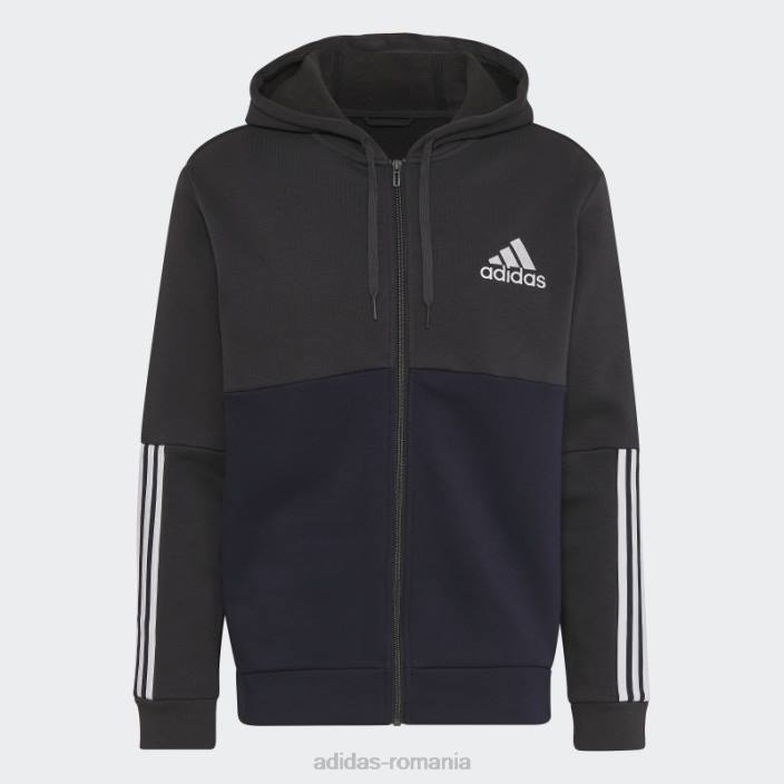 Adidas Hanorac cu fermoar complet din lână carbon essentials colorblock bărbați carbon/cerneală 2JBN15316
