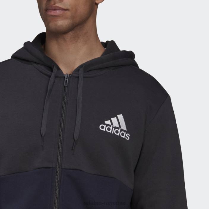 Adidas Hanorac cu fermoar complet din lână carbon essentials colorblock bărbați carbon/cerneală 2JBN15316