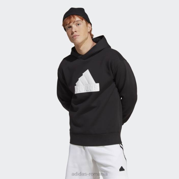 Adidas Insigna icoane viitoare de hanorac sport alb bărbați alb negru 2JBN5248