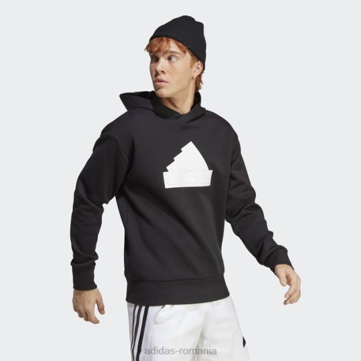 Adidas Insigna icoane viitoare de hanorac sport alb bărbați alb negru 2JBN5248