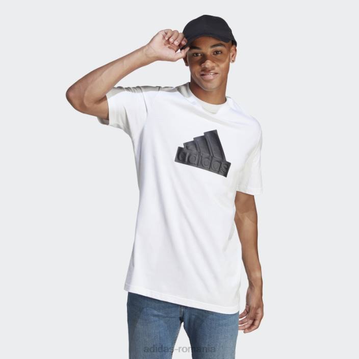 Adidas Insigna icoane viitoare de tricou sport alb bărbați alb 2JBN961