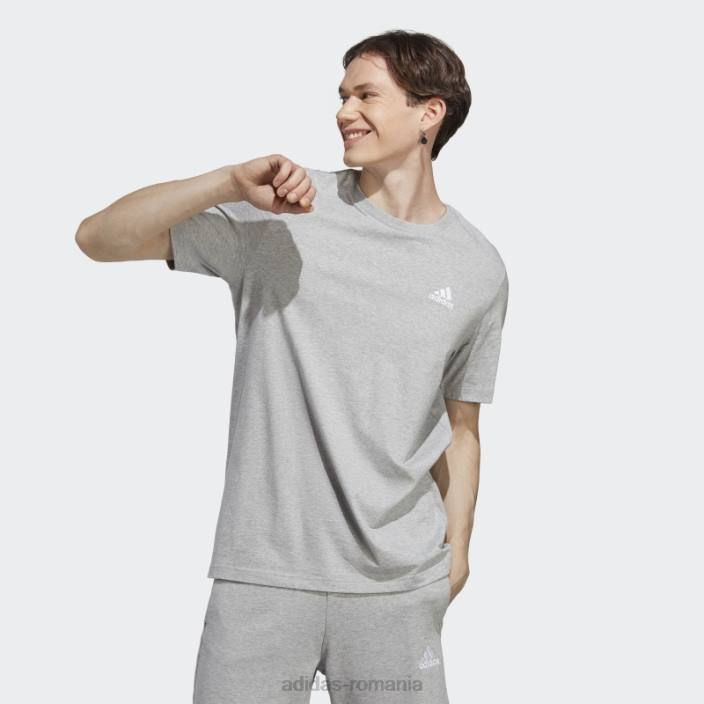 Adidas Tricou cu logo mic brodat din un singur tricou, gri mediu bărbați gri mediu 2JBN832