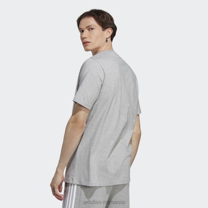 Adidas Tricou cu logo mic brodat din un singur tricou, gri mediu bărbați gri mediu 2JBN832