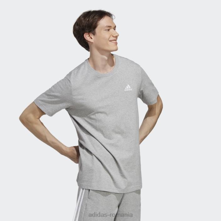 Adidas Tricou cu logo mic brodat din un singur tricou, gri mediu bărbați gri mediu 2JBN832