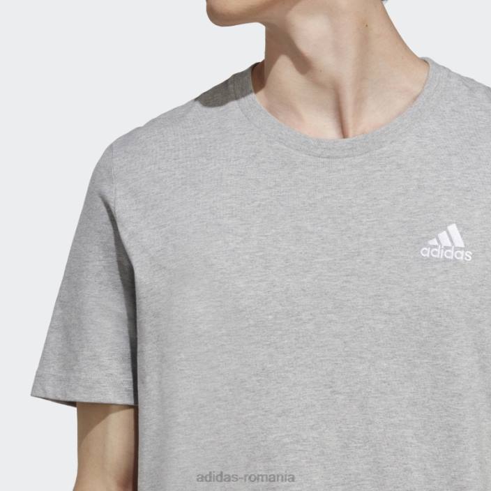 Adidas Tricou cu logo mic brodat din un singur tricou, gri mediu bărbați gri mediu 2JBN832